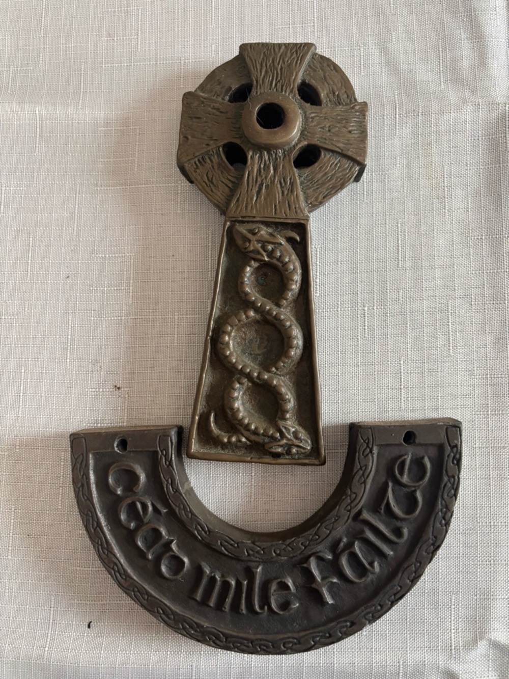 Antique Bronze Celtic Knot & Serpent Wall Plaque - Bronze Tone